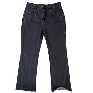 Velvet Heart Evans Mid Rise Straight Ankle Jeans‎ Black Raw Hem Size 30 Women's